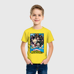 Футболка хлопковая детская MY HERO ACADEMIA коллаж из героев на синем, цвет: желтый — фото 2