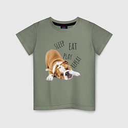 Детская футболка Sleep Eat Play Repeat Бульдог
