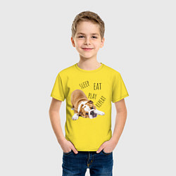Футболка хлопковая детская Sleep Eat Play Repeat Бульдог, цвет: желтый — фото 2