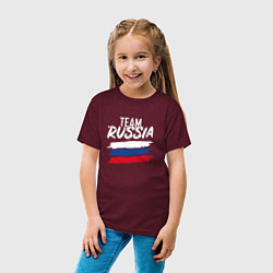 Футболка хлопковая детская Россия, цвет: меланж-бордовый — фото 2