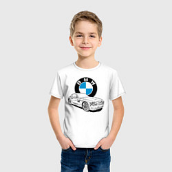 Футболка хлопковая детская BMW, цвет: белый — фото 2