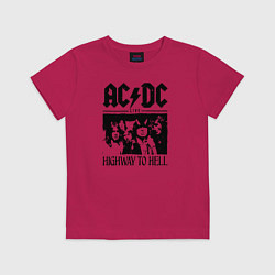 Футболка хлопковая детская ACDC highway to hell, цвет: маджента