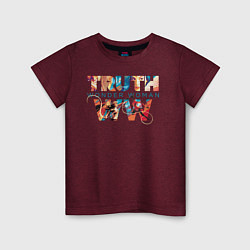 Футболка хлопковая детская Truth, цвет: меланж-бордовый
