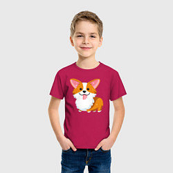 Футболка хлопковая детская Милый корги, цвет: маджента — фото 2