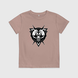 Футболка хлопковая детская Медведь, цвет: пыльно-розовый