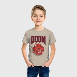 Футболка хлопковая детская DOOM, цвет: миндальный — фото 2