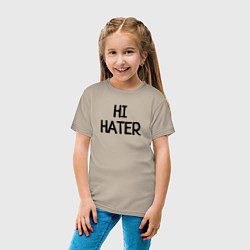 Футболка хлопковая детская HI HATER BYE HATER, цвет: миндальный — фото 2