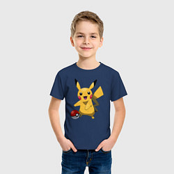 Футболка хлопковая детская Пикачу, цвет: тёмно-синий — фото 2