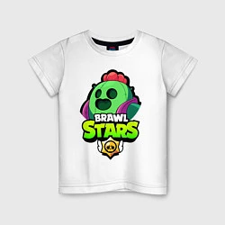 Футболка хлопковая детская BRAWL STARS SPIKE, цвет: белый