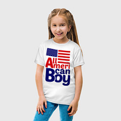 Футболка хлопковая детская All American Boy, цвет: белый — фото 2