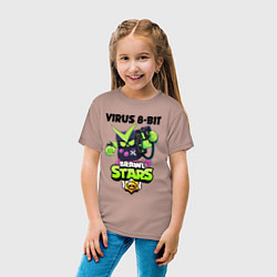 Футболка хлопковая детская BRAWL STARS VIRUS 8-BIT, цвет: пыльно-розовый — фото 2