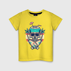 Футболка хлопковая детская Skull Summer, цвет: желтый