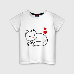 Футболка хлопковая детская Ласковый котик, цвет: белый