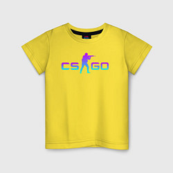 Футболка хлопковая детская CS GO NEON, цвет: желтый