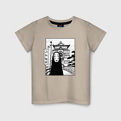 Футболка хлопковая детская No-Face Spirited Away Ghibli, цвет: миндальный