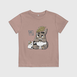 Футболка хлопковая детская Тоторо, цвет: пыльно-розовый