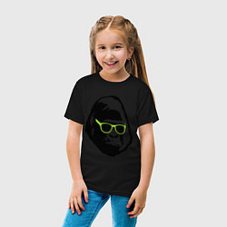 Футболка хлопковая детская Горилла в очках, цвет: черный — фото 2
