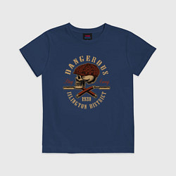 Футболка хлопковая детская Острые козырьки Череп и бритвы, цвет: тёмно-синий