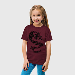 Футболка хлопковая детская Дракон орнамент цвета меланж-бордовый — фото 2
