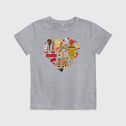 Футболка хлопковая детская LOVE RUSSIA, цвет: меланж