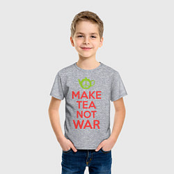 Футболка хлопковая детская Make tea not war, цвет: меланж — фото 2