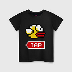 Футболка хлопковая детская Flappy bird tap, цвет: черный