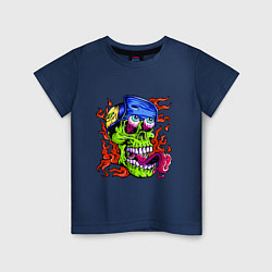 Футболка хлопковая детская Cool skull - Tongue, цвет: тёмно-синий