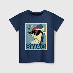 Футболка хлопковая детская Rainbow Dash swag, цвет: тёмно-синий