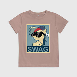 Футболка хлопковая детская Rainbow Dash swag, цвет: пыльно-розовый