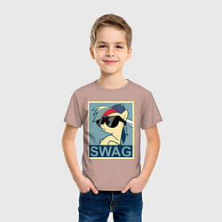 Футболка хлопковая детская Rainbow Dash swag, цвет: пыльно-розовый — фото 2