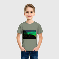 Футболка хлопковая детская Северное сияние, цвет: авокадо — фото 2