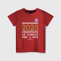 Футболка хлопковая детская FC Bayern Munchen Champions of Europe 2020, цвет: красный