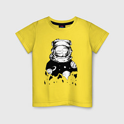 Футболка хлопковая детская Космонавт, цвет: желтый