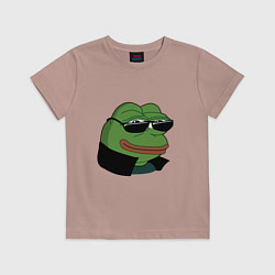 Футболка хлопковая детская Pepe в очках EZ, цвет: пыльно-розовый