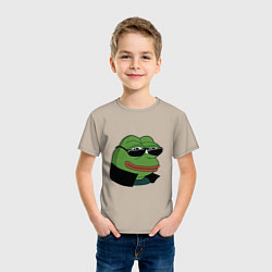 Футболка хлопковая детская Pepe в очках EZ, цвет: миндальный — фото 2
