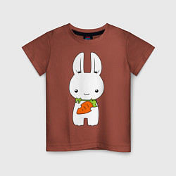Футболка хлопковая детская Зайчик с морковкой, цвет: кирпичный