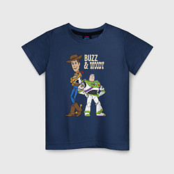 Футболка хлопковая детская Buzz&Woody, цвет: тёмно-синий