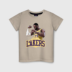 Футболка хлопковая детская LeBron - Lakers, цвет: миндальный