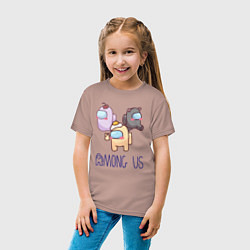 Футболка хлопковая детская Among Us, цвет: пыльно-розовый — фото 2