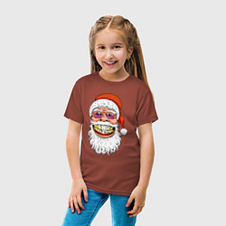 Футболка хлопковая детская Довольный Санта, цвет: кирпичный — фото 2
