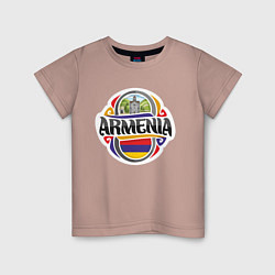 Футболка хлопковая детская Армения, цвет: пыльно-розовый