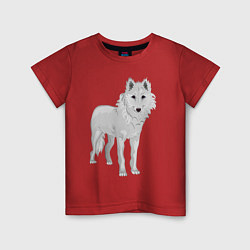 Футболка хлопковая детская Белый волк, цвет: красный