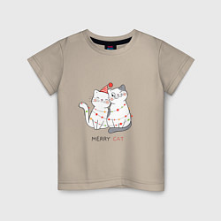 Футболка хлопковая детская Merry Cat, цвет: миндальный