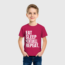 Футболка хлопковая детская EAT SLEEP PENTAKILL REPEAT, цвет: маджента — фото 2