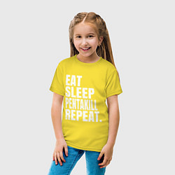 Футболка хлопковая детская EAT SLEEP PENTAKILL REPEAT, цвет: желтый — фото 2