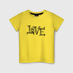 Футболка хлопковая детская Love, цвет: желтый