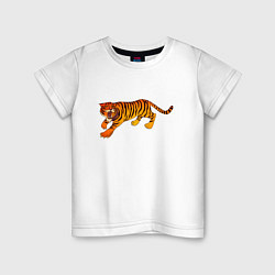 Футболка хлопковая детская Тигр, цвет: белый