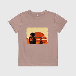 Футболка хлопковая детская Самурай Чамплу Мугэн и Дзин, цвет: пыльно-розовый