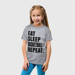 Футболка хлопковая детская EAT SLEEP BASKETBALL REPEAT, цвет: меланж — фото 2