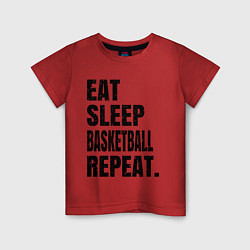 Футболка хлопковая детская EAT SLEEP BASKETBALL REPEAT, цвет: красный
